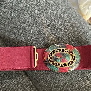Stretch Multicolor Belt with Art Deco Ornate Buckle